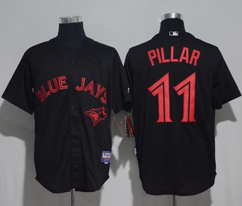 Blue Jays #11 Kevin Pillar Black Strip Stitched MLB Jersey - Click Image to Close