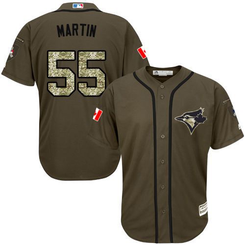 Blue Jays #55 Russell Martin Green Salute to Service Stitched MLB Jersey - Click Image to Close