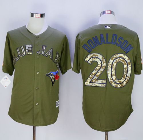 Blue Jays #20 Josh Donaldson Green Camo New Cool Base Stitched MLB Jersey - Click Image to Close