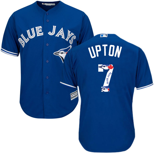 Blue Jays #7 B.J. Upton Blue Team Logo Fashion Stitched MLB Jersey