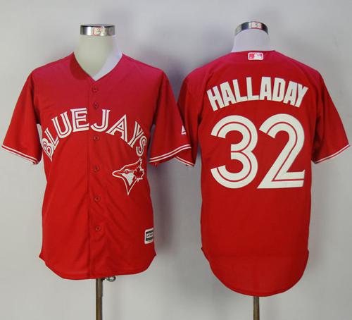 Blue Jays #32 Roy Halladay Red New Cool Base Canada Day Stitched MLB Jersey