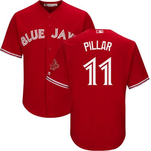 Blue Jays #11 Kevin Pillar Red New Cool Base Canada Day Stitched MLB Jersey - Click Image to Close