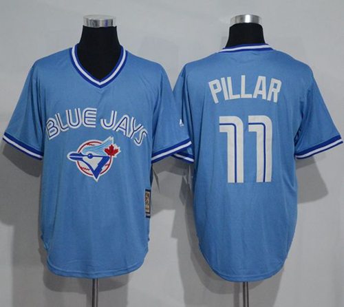 Blue Jays #11 Kevin Pillar Light Blue Cooperstown Throwback Stitched MLB Jersey - Click Image to Close