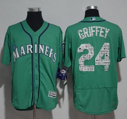 Mariners #24 Ken Griffey Green 2017 Spring Training Authentic Flex Base Stitched MLB Jersey