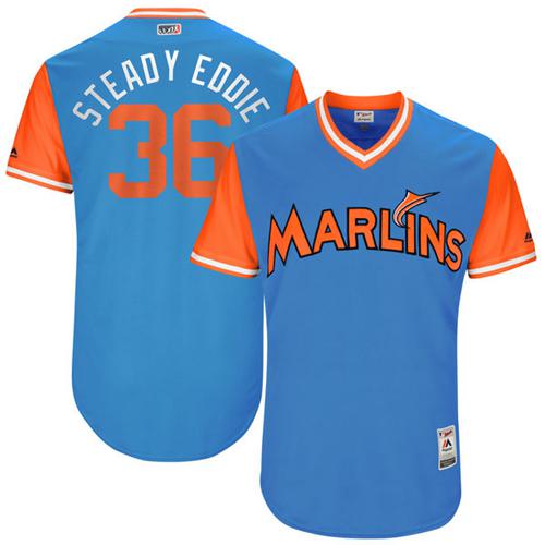 marlins #36 Edinson Volquez Blue "Steady Eddie" Players Weekend Authentic Stitched MLB Jersey