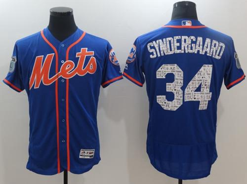 Mets #34 Noah Syndergaard Blue 2017 Spring Training Authentic Flex Base Stitched MLB Jersey
