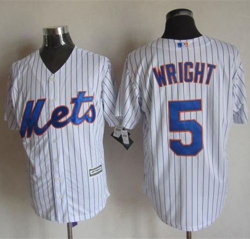 Mets #5 David Wright White(Blue Strip) New Cool Base Stitched MLB Jersey - Click Image to Close