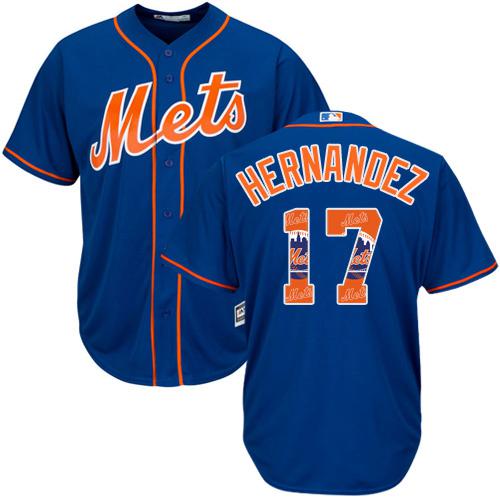 Mets #17 Keith Hernandez Blue Team Logo Fashion Stitched MLB Jersey