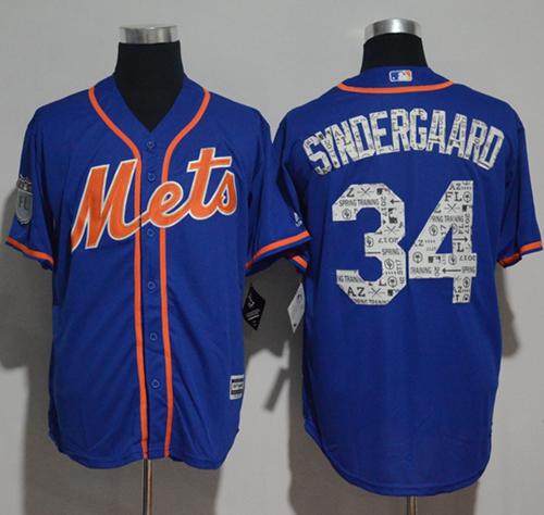 Mets #34 Noah Syndergaard Blue 2017 Spring Training Cool Base Stitched MLB Jersey