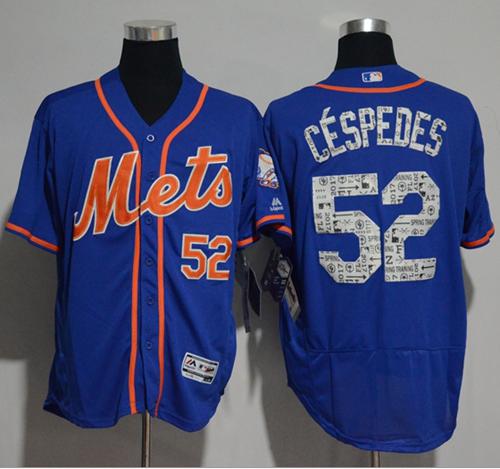 Mets #52 Yoenis Cespedes Blue 2017 Spring Training Authentic Flex Base Stitched MLB Jersey