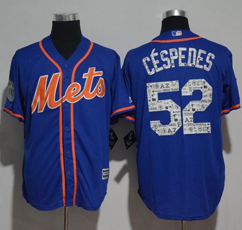 Mets #52 Yoenis Cespedes Blue 2017 Spring Training Cool Base Stitched MLB Jersey