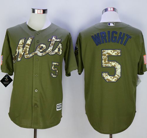 Mets #5 David Wright Green Camo New Cool Base Stitched MLB Jersey - Click Image to Close