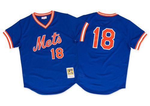 Mitchell And Ness 1986 Mets #18 Darryl Strawberry Blue Throwback Stitched MLB Jersey