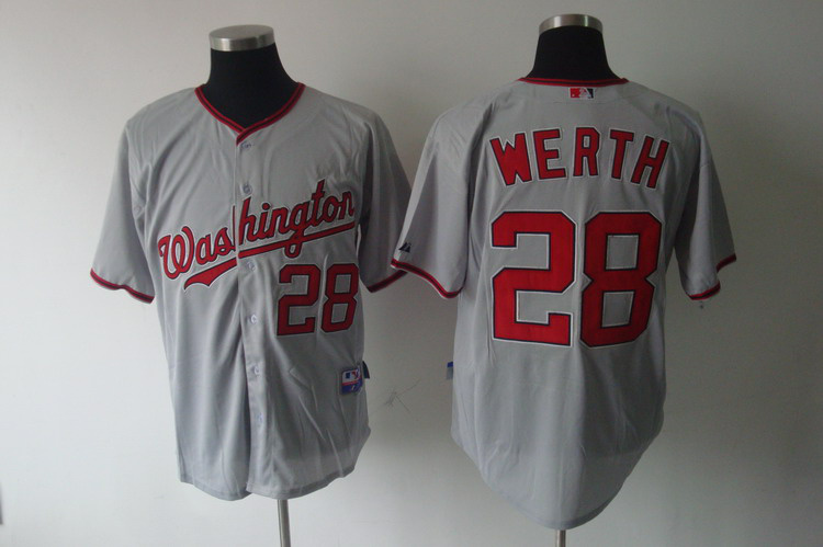 Nationals #28 Jayson Werth Grey Stitched MLB Jersey - Click Image to Close