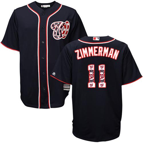 Nationals #11 Ryan Zimmerman Navy Blue Team Logo Fashion Stitched MLB Jersey - Click Image to Close