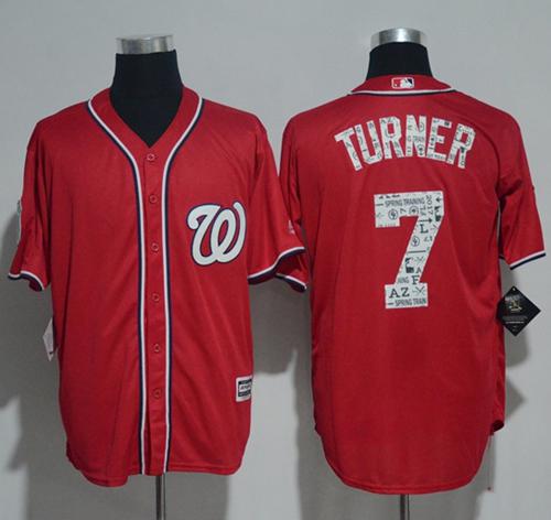 Nationals #7 Trea Turner Red 2017 Spring Training Authentic Flex Base Stitched MLB Jersey