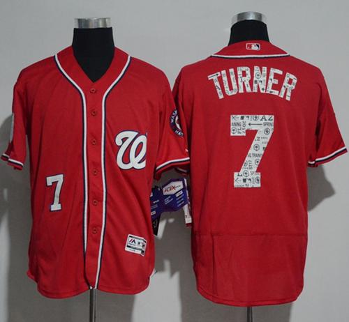 Nationals #7 Trea Turner Red 2017 Spring Training Cool Base Stitched MLB Jersey
