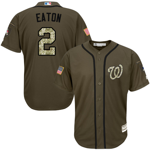 Nationals #2 Adam Eaton Green Salute to Service Stitched MLB Jersey - Click Image to Close