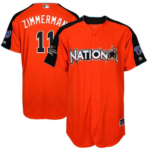 Nationals #11 Ryan Zimmerman Orange 2017 All-Star National League Stitched MLB Jersey
