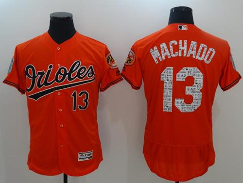 Orioles #13 Manny Machado Orange 2017 Spring Training Authentic Flex Base Stitched MLB Jersey