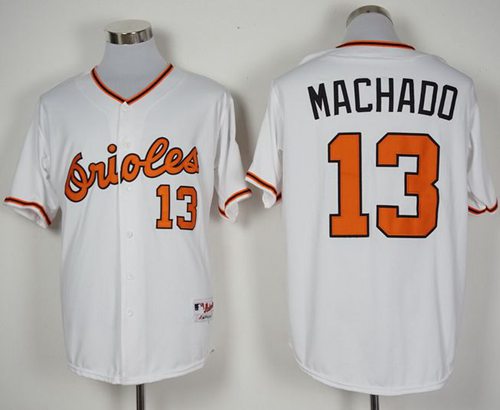 Orioles #13 Manny Machado White 1966 Turn Back The Clock Stitched MLB Jersey - Click Image to Close