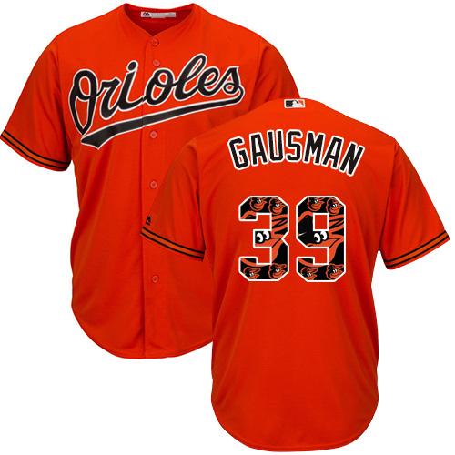 Orioles #39 Kevin Gausman Orange Team Logo Fashion Stitched MLB Jersey