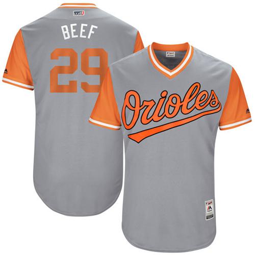 Orioles #29 Welington Castillo Gray "Beef" Players Weekend Authentic Stitched MLB Jersey