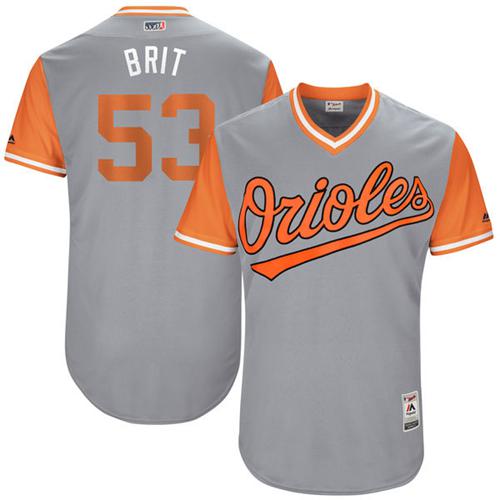 Orioles #53 Zach Britton Gray "Brit" Players Weekend Authentic Stitched MLB Jersey