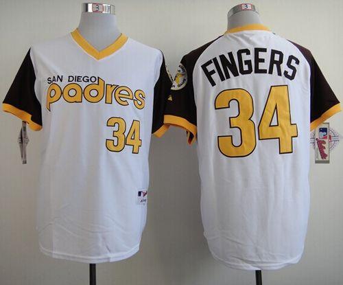 Padres #34 Rollie Fingers White 1978 Turn Back The Clock Stitched MLB Jersey - Click Image to Close