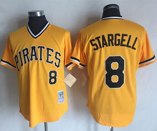Mitchell and Ness Pirates #8 Willie Stargell Stitched Yellow Throwback MLB Jersey