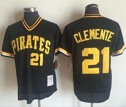 Mitchell and Ness 1982 Pirates #21 Roberto Clemente Stitched Black Throwback MLB Jersey