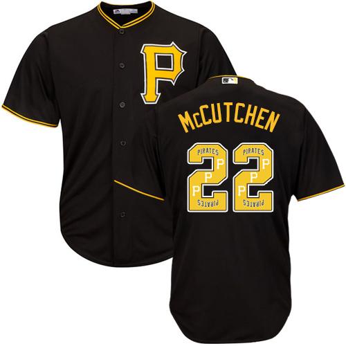 Pirates #22 Andrew McCutchen Black Team Logo Fashion Stitched MLB Jersey
