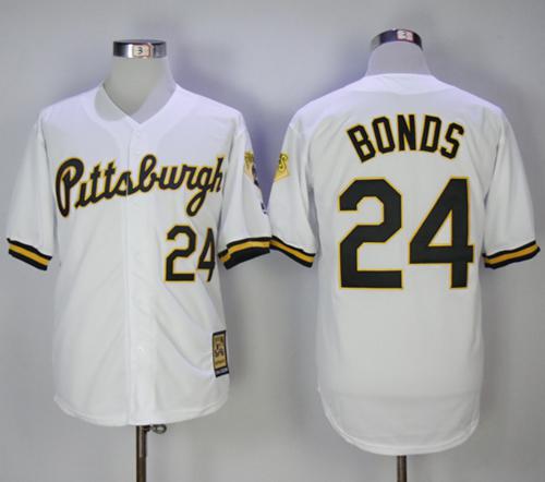 Mitchell And Ness 1990-1997 Pirates #24 Barry Bonds White Throwback Stitched MLB Jersey