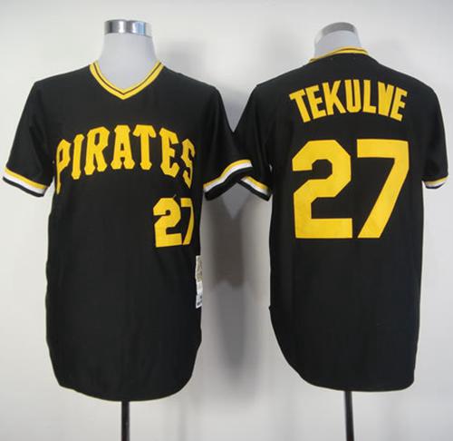 Mitchell And Ness Pirates #27 Kent Tekulve Black Throwback Stitched MLB Jersey - Click Image to Close