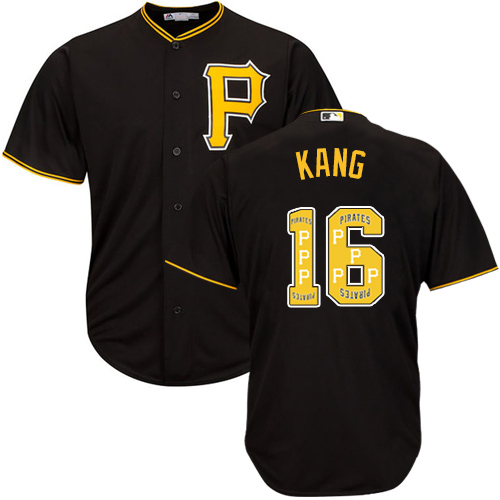 Pirates #16 Jung-ho Kang Black Team Logo Fashion Stitched MLB Jersey