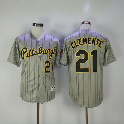 Pirates #21 Roberto Clemente Grey Strip 1997 Turn Back The Clock Stitched MLB Jersey