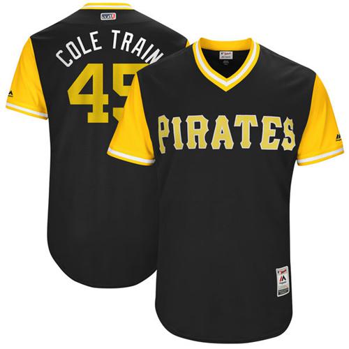 Pirates #45 Gerrit Cole Black "Cole Train" Players Weekend Authentic Stitched MLB Jersey