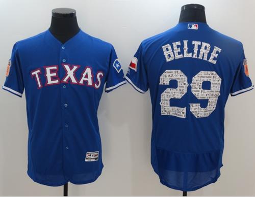 Rangers #29 Adrian Beltre Blue 2017 Spring Training Authentic Flex Base Stitched MLB Jersey