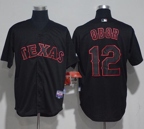 Rangers #12 Rougned Odor Black Strip Stitched MLB Jersey