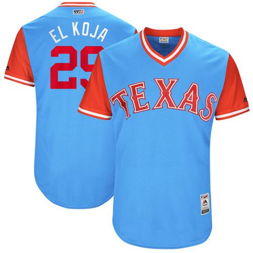 Rangers #29 Adrian Beltre Light Blue "El Koja" Players Weekend Authentic Stitched MLB Jersey - Click Image to Close