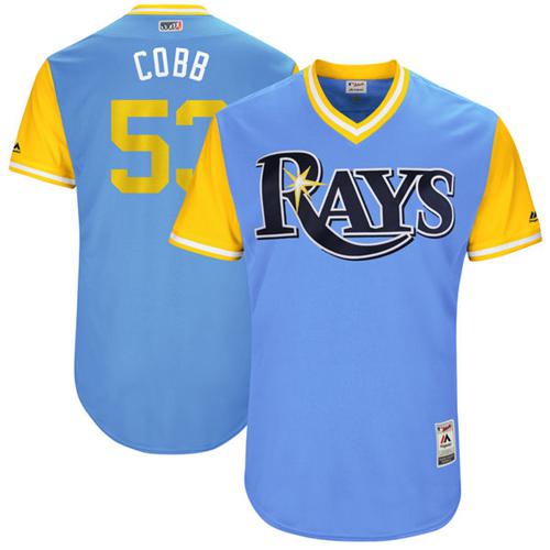 Rays #53 Alex Cobb Light Blue "Cobb" Players Weekend Authentic Stitched MLB Jersey