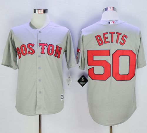 Red Sox #50 Mookie Betts Grey New Cool Base Stitched MLB Jersey - Click Image to Close