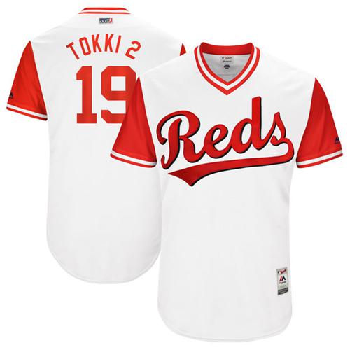 Reds #19 Joey Votto White "Tokki 2" Players Weekend Authentic Stitched MLB Jersey