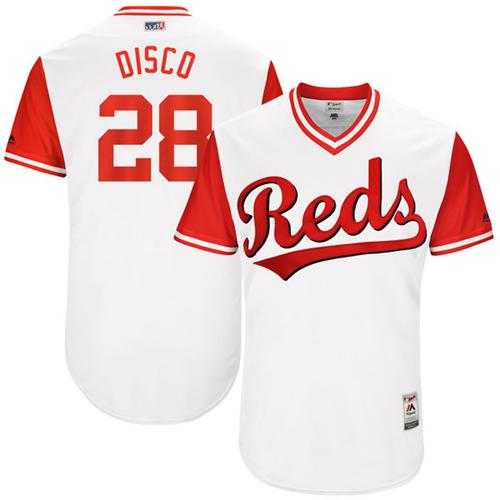 Reds #28 Anthony DeSclafani White "Disco" Players Weekend Authentic Stitched MLB Jersey