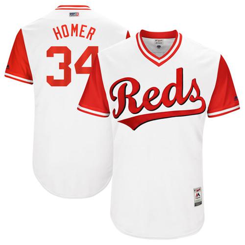 Reds #34 Homer Bailey White "Homer" Players Weekend Authentic Stitched MLB Jersey