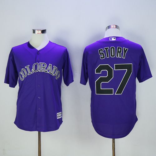 Rockies #27 Trevor Story Purple New Cool Base Stitched MLB Jersey - Click Image to Close