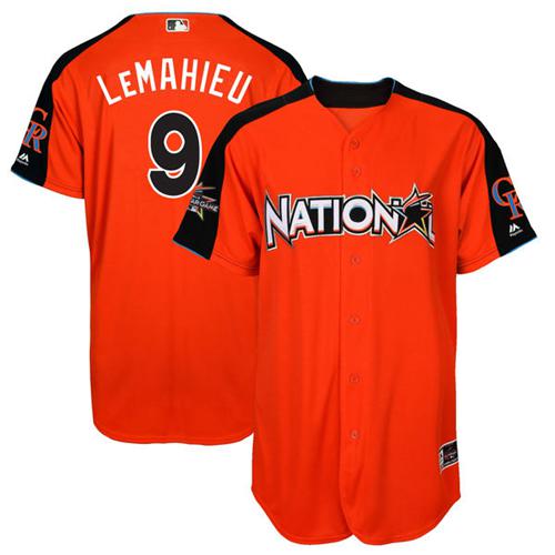 Rockies #9 DJ LeMahieu Orange 2017 All-Star National League Stitched MLB Jersey
