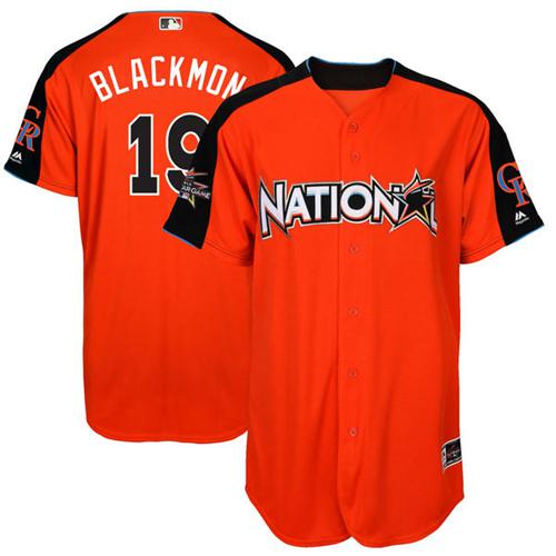 Rockies #19 Charlie Blackmon Orange 2017 All-Star National League Stitched MLB Jersey