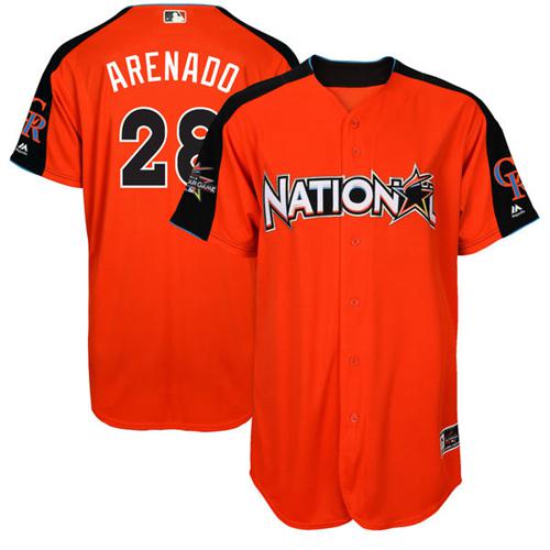 Rockies #28 Nolan Arenado Orange 2017 All-Star National League Stitched MLB Jersey