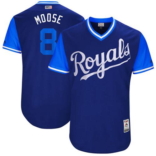 Royals #8 Mike Moustakas Navy "Moose" Players Weekend Authentic Stitched MLB Jersey